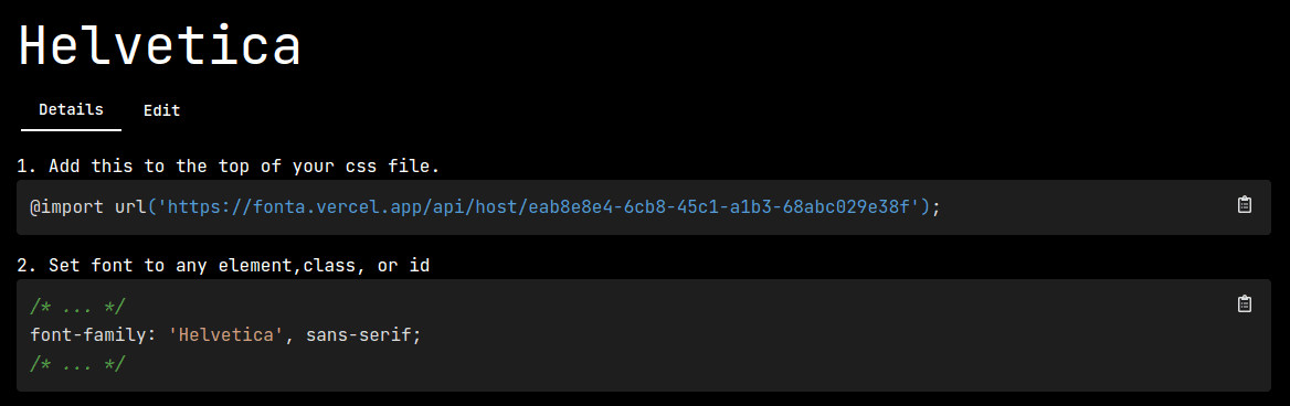 CSS code in Fonta